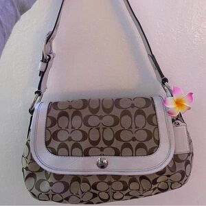 Coach Monogram Shoulder Bag - Brown and Cream